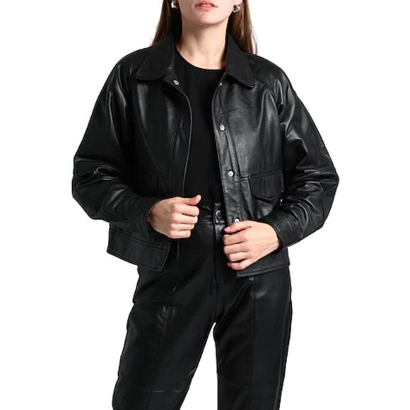 NEW DEADWOOD kylie leather jacket in black